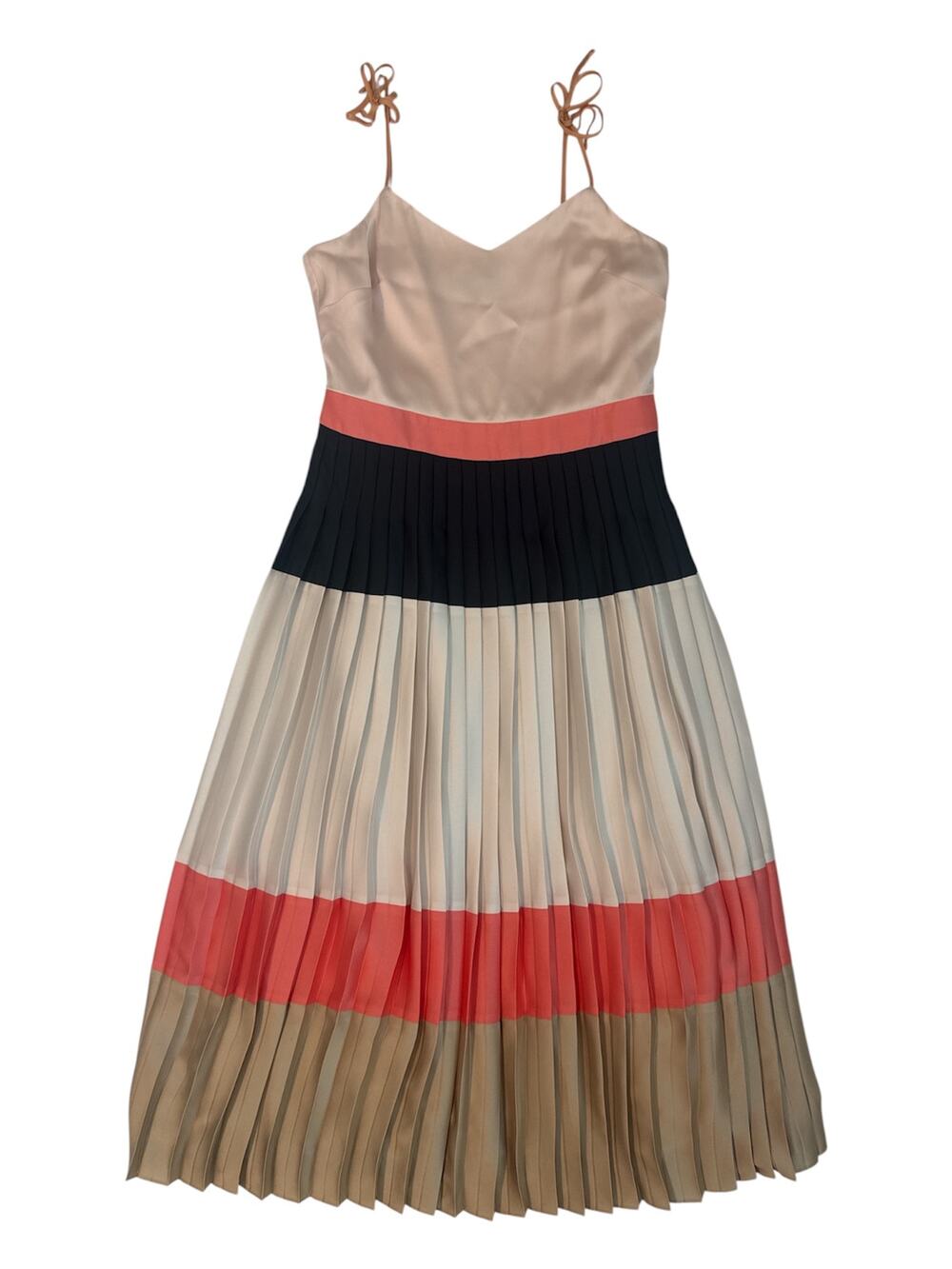 Banana Republic Colorblock Pleated Midi Dress Tie Straps Size 6